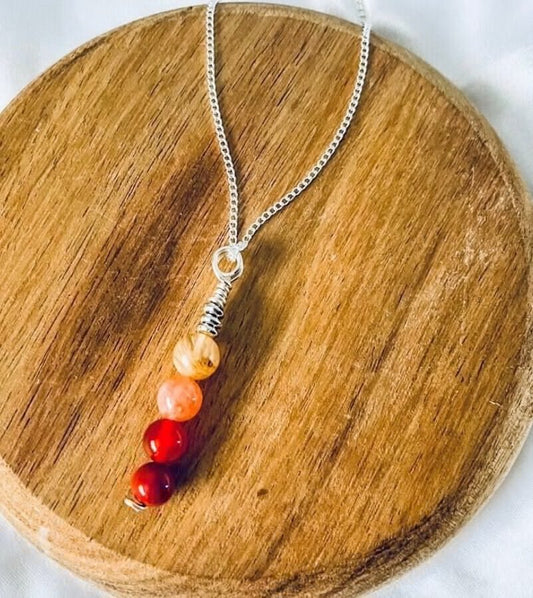 Autumn Necklace, sunstone necklace, citrine necklace, carnelian beaded necklace, Red jasper necklace.