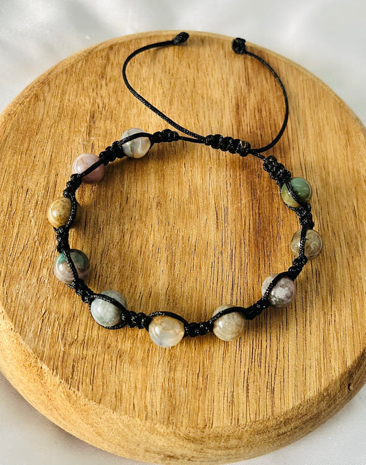 Agate beaded bracelet, adjustable macrame bracelet, men’s bracelet, crystal beaded bracelet for her.