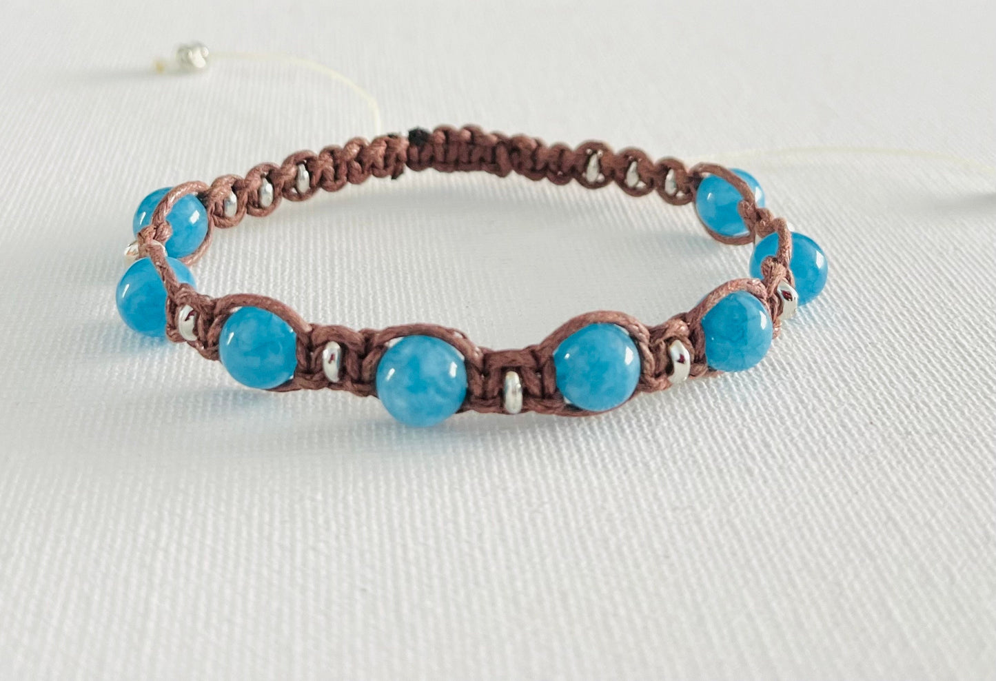 Blue Agate beaded bracelet, agate bracelet, summer bracelet.